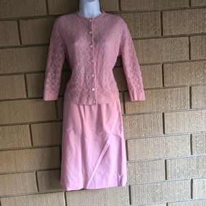 Vintage 1950’s Sweater Skirt Set Pink